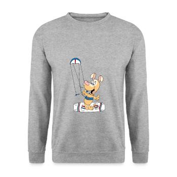 KITER - KITE - KITESURFEN - KITESURFER - HUND - Unisex Pullover - Weißgrau meliert - Vorne - Alina (178cm) & Michal (187cm)