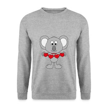 KOALA - TIER - LIEBE - LOVE - KINDER - BABY - Unisex Pullover - Weißgrau meliert - Vorne - Alina (178cm) & Michal (187cm)