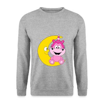 EINHORN - MOND - KIND - BABY - Unisex Pullover - Weißgrau meliert - Vorne - Alina (178cm) & Michal (187cm)