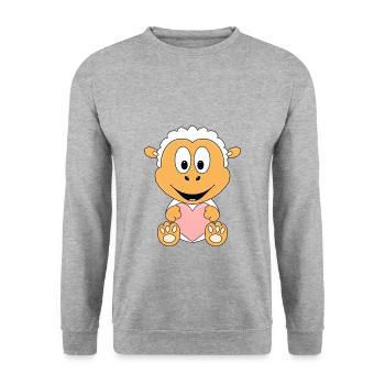SCHAF - HERZ - LIEBE - LOVE - TIER - KIND - BABY - Unisex Pullover - Weißgrau meliert - Vorne - Alina (178cm) & Michal (187cm)