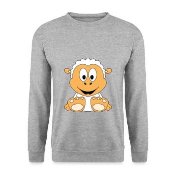SCHAF - SHEEP - TIER - KIND - BABY - TIERISCH - Unisex Pullover - Weißgrau meliert - Vorne - Alina (178cm) & Michal (187cm)