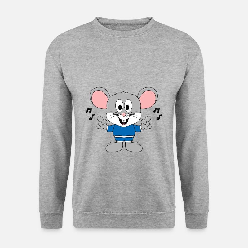 MAUS - MUSIK - TIER - KIND - BABY - Unisex Pullover - Weißgrau meliert