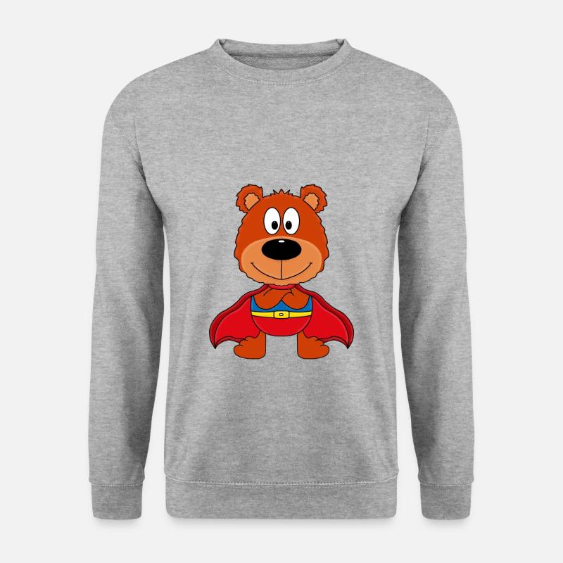 SUPERHELD - TEDDYBÄR - TEDDY - KIND - BABY - Unisex Pullover - Weißgrau meliert