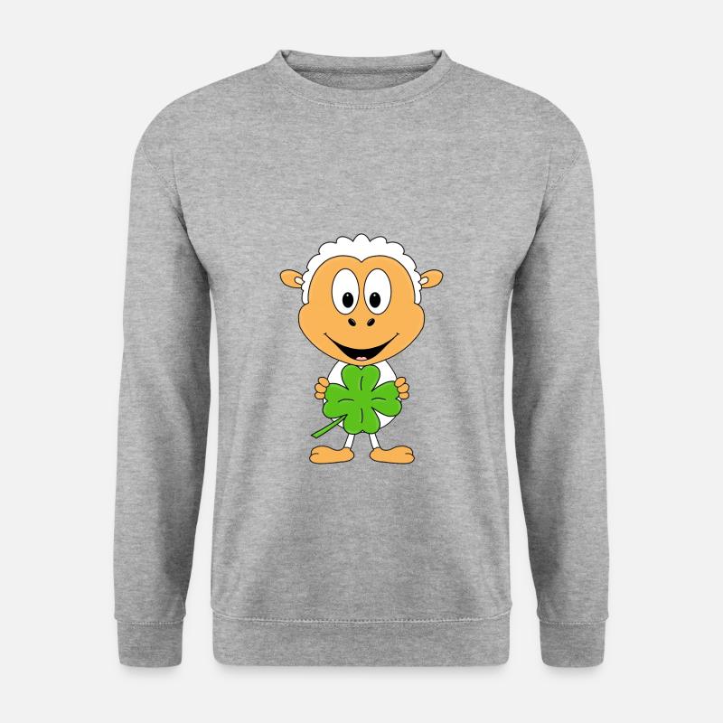 KLEEBLATT - SCHAF - GLÜCKSBRINGER - TIER - KIND - Unisex Pullover - Weißgrau meliert