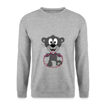 PANTHER - SEILSPRINGEN - TIER - KIND - BABY - Unisex Pullover - Weißgrau meliert - Vorne - Alina (178cm) & Michal (187cm)