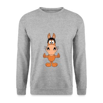 PFERD - HORSE - REITEN - REITERIN - REITER - Unisex Pullover - Weißgrau meliert - Vorne - Alina (178cm) & Michal (187cm)