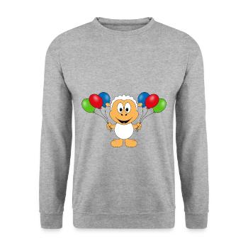 SCHAF - SHEEP - LUFTBALLONS - KIND - BABY - TIER - Unisex Pullover - Weißgrau meliert - Vorne - Alina (178cm) & Michal (187cm)