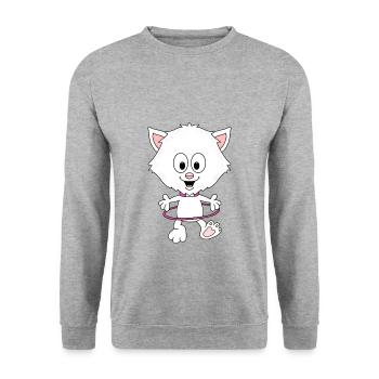 KATZE - CAT - KINDER - BABY - TIER - TIERISCH - Unisex Pullover - Weißgrau meliert - Vorne - Alina (178cm) & Michal (187cm)