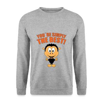 SCHAF - SHEEP - TIER - YOU´RE SIMPLY THE BEST! - Unisex Pullover - Weißgrau meliert - Vorne - Alina (178cm) & Michal (187cm)