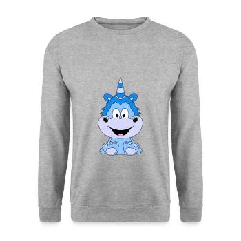 EINHORN - UNICORN - KIND - BABY - Unisex Pullover - Weißgrau meliert - Vorne - Alina (178cm) & Michal (187cm)
