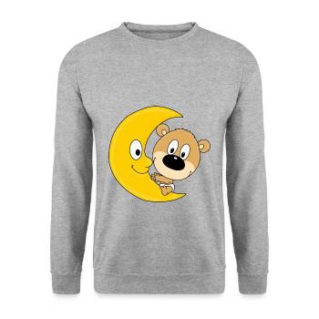 MOND - TEDDYBÄR - KINDER - BABY - TEDDY - BÄR - Unisex Pullover - Weißgrau meliert - Vorne - Alina (178cm) & Michal (187cm)