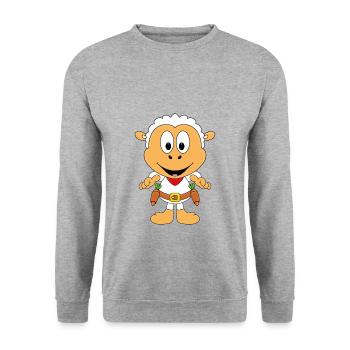 SCHAF - COWBOY - WESTERN - MÖHREN - KINDER - Unisex Pullover - Weißgrau meliert - Vorne - Alina (178cm) & Michal (187cm)
