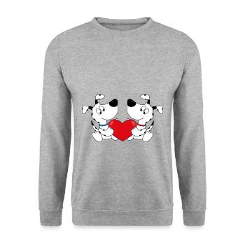 HUNDE - TIERE - LIEBE - TIERLIEB - KINDER - BABY - Unisex Pullover - Weißgrau meliert - Vorne - Alina (178cm) & Michal (187cm)