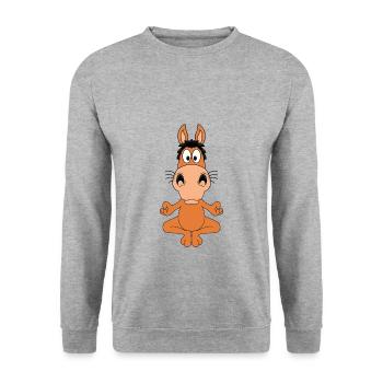 PFERD - YOGA - PILATES - TIER - KIND - BABY - Unisex Pullover - Weißgrau meliert - Vorne - Alina (178cm) & Michal (187cm)