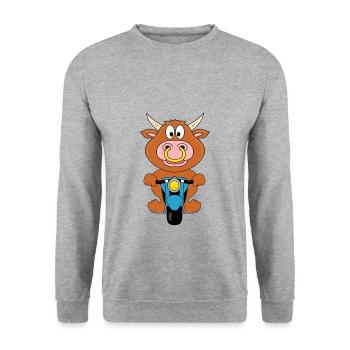 BULLE - RIND - STIER - KUH - MOTORRAD - PIERCING - Unisex Pullover - Weißgrau meliert - Vorne - Alina (178cm) & Michal (187cm)