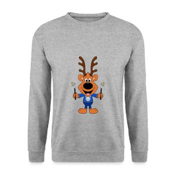 ZAUBERER - ZAUBERN - MAGIE - ZAUBERKASTEN - REH - Unisex Pullover - Weißgrau meliert - Vorne - Alina (178cm) & Michal (187cm)