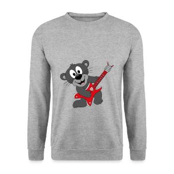 PANTHER - GITARRIST - MUSIK - TIER - KIND - BABY - Unisex Pullover - Weißgrau meliert - Vorne - Alina (178cm) & Michal (187cm)