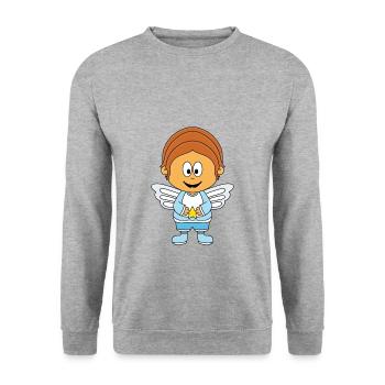 JUNGE - ENGEL - KIND - HIMMEL - BABY - KINDER - Unisex Pullover - Weißgrau meliert - Vorne - Alina (178cm) & Michal (187cm)