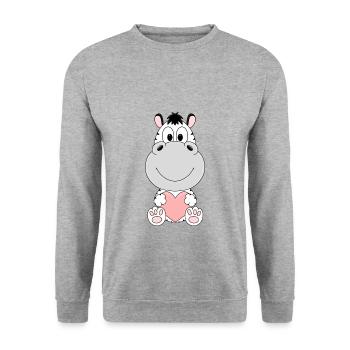 ZEBRA - HERZ - LIEBE - TIER - KIND - BABY - Unisex Pullover - Weißgrau meliert - Vorne - Alina (178cm) & Michal (187cm)
