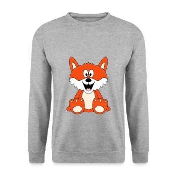 FUCHS - TIER - KINDER - BABY - Unisex Pullover - Weißgrau meliert - Vorne - Alina (178cm) & Michal (187cm)