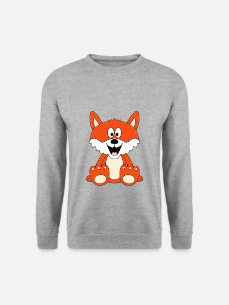 FUCHS - TIER - KINDER - BABY - Unisex Pullover - Weißgrau meliert