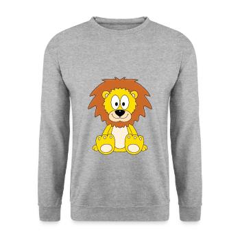 LÖWE - TIER - KIND - BABY - Unisex Pullover - Weißgrau meliert - Vorne - Alina (178cm) & Michal (187cm)