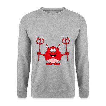 TEUFEL - HÖLLE - KIND - BABY - Unisex Pullover - Weißgrau meliert - Vorne - Alina (178cm) & Michal (187cm)