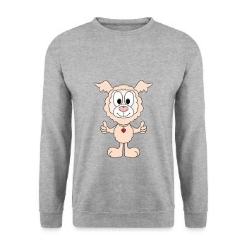 LAMA - ALPAKA - TIER - KIND - BABY - Unisex Pullover - Weißgrau meliert - Vorne - Alina (178cm) & Michal (187cm)