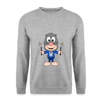 MAULWURF - ZAUBERER - TIER - KIND - BABY - Unisex Pullover - Weißgrau meliert - Vorne - Alina (178cm) & Michal (187cm)