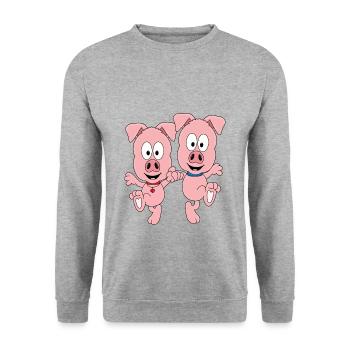SCHWEINE - TANZEN - LIEBE - TANZPAAR - TANZSCHULE - Unisex Pullover - Weißgrau meliert - Vorne - Alina (178cm) & Michal (187cm)