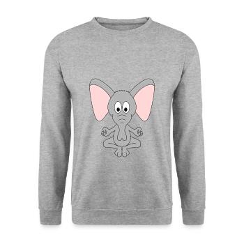 ELEFANT - PILATES - YOGA - TIER - KIND - BABY - Unisex Pullover - Weißgrau meliert - Vorne - Alina (178cm) & Michal (187cm)