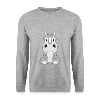 NASHORN - TIER - KIND - BABY - Unisex Pullover - Weißgrau meliert - Vorne - Alina (178cm) & Michal (187cm)