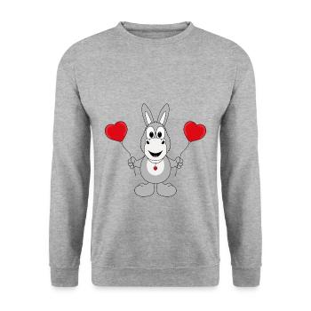 ESEL - LIEBE - TIER - KIND - BABY - Unisex Pullover - Weißgrau meliert - Vorne - Alina (178cm) & Michal (187cm)