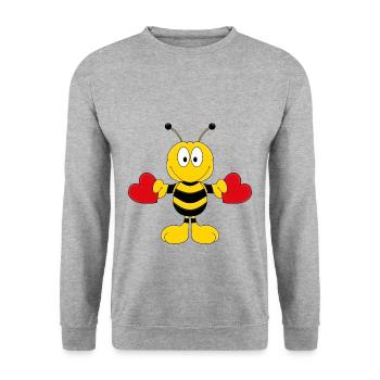 BIENE - LIEBE - TIER - KIND - BABY - Unisex Pullover - Weißgrau meliert - Vorne - Alina (178cm) & Michal (187cm)