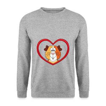 MEERSCHWEINCHEN - LIEBE - TIER - KIND - BABY - Unisex Pullover - Weißgrau meliert - Vorne - Alina (178cm) & Michal (187cm)