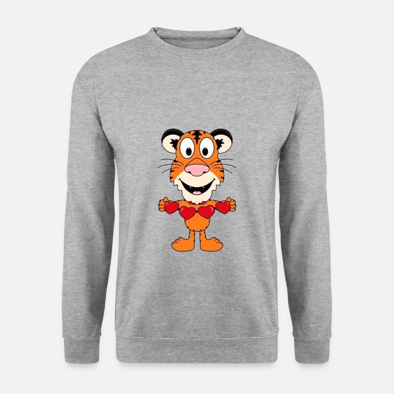 TIGER - LIEBE - TIER - KIND - BABY - Unisex Pullover - Weißgrau meliert
