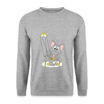 WASSERRATTE - RATTE - KITER - KITESURFER - Unisex Pullover - Weißgrau meliert - Vorne - Alina (178cm) & Michal (187cm)