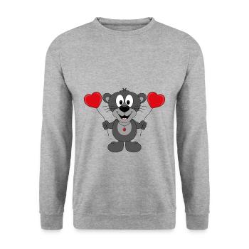 PANTHER - LIEBE - TIER - KIND - BABY - Unisex Pullover - Weißgrau meliert - Vorne - Alina (178cm) & Michal (187cm)