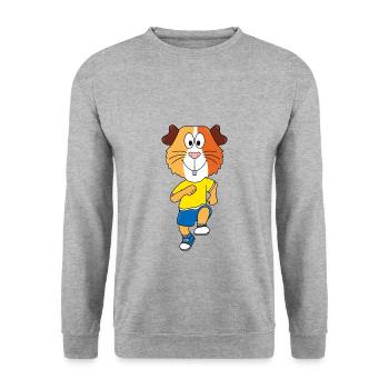 MEERSCHWEINCHEN - JOGGEN - TIER - KIND - BABY - Unisex Pullover - Weißgrau meliert - Vorne - Alina (178cm) & Michal (187cm)