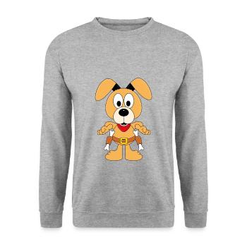 HUND - COWBOY - WESTERN - TIER - KIND - BABY - Unisex Pullover - Weißgrau meliert - Vorne - Alina (178cm) & Michal (187cm)