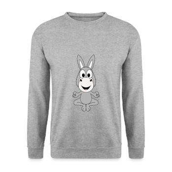 ESEL - YOGA - PILATES - TIER - KIND - BABY - Unisex Pullover - Weißgrau meliert - Vorne - Alina (178cm) & Michal (187cm)