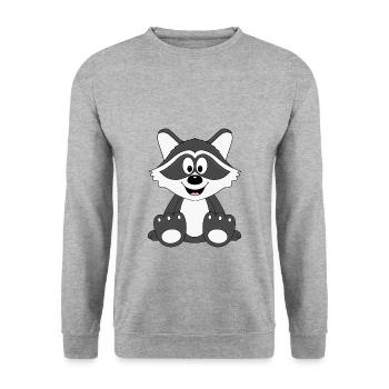 WASCHBÄR - TIER - KIND - BABY - Unisex Pullover - Weißgrau meliert - Vorne - Alina (178cm) & Michal (187cm)
