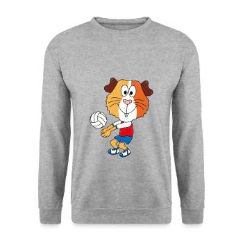 VOLLEYBALL - SPORT - MEERSCHWEINCHEN - TIER - Unisex Pullover - Weißgrau meliert - Vorne - Alina (178cm) & Michal (187cm)