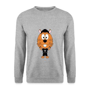 BIBER - OTTER - FESTIVAL - MUSIK - METAL - ROCK - Unisex Pullover - Weißgrau meliert - Vorne - Alina (178cm) & Michal (187cm)