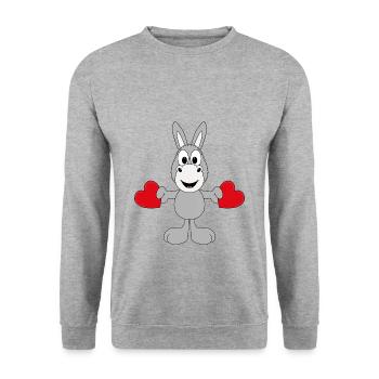 ESEL - LIEBE - TIER - KIND - BABY - Unisex Pullover - Weißgrau meliert - Vorne - Alina (178cm) & Michal (187cm)