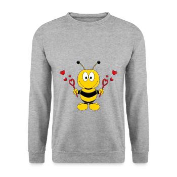BIENE - LIEBE - SEIFENBLASEN - TIER - KIND - BABY - Unisex Pullover - Weißgrau meliert - Vorne - Alina (178cm) & Michal (187cm)