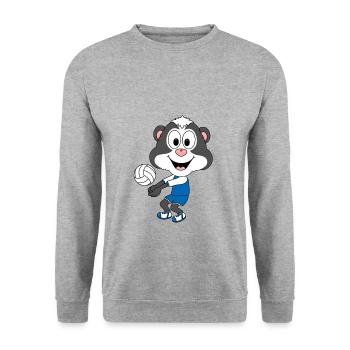 STINKTIER - VOLLEYBALL - TIER - KIND - BABY - Unisex Pullover - Weißgrau meliert - Vorne - Alina (178cm) & Michal (187cm)