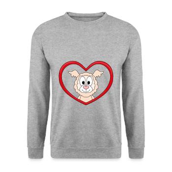 ALPAKA - LAMA - LIEBE - TIER - KIND - BABY - Unisex Pullover - Weißgrau meliert - Vorne - Alina (178cm) & Michal (187cm)