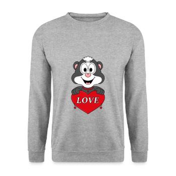 STINKTIER - LIEBE - LOVE - TIER - KIND - BABY - Unisex Pullover - Weißgrau meliert - Vorne - Alina (178cm) & Michal (187cm)