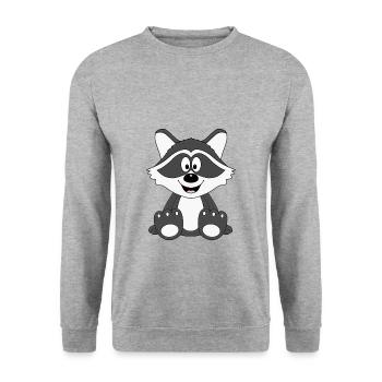WASCHBÄR - TIER - KIND - BABY - Unisex Pullover - Weißgrau meliert - Vorne - Alina (178cm) & Michal (187cm)